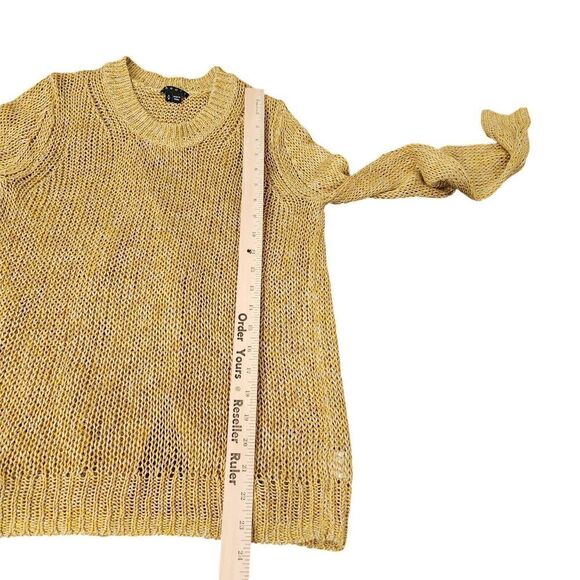Theory Sweater Womens Small Yellow Linen Adoncia Astra Knit Mesh Open Back - Picture 9 of 9